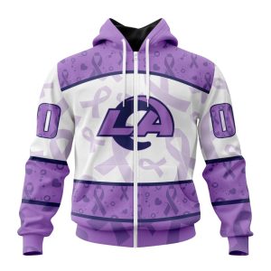 Personalized NFL Los Angeles Rams Special Lavender Fights Cancer Unisex Zip Hoodie TZH0863