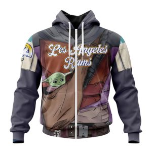 Personalized NFL Los Angeles Rams Specialized Mandalorian And Baby Yoda Unisex Zip Hoodie TZH0868