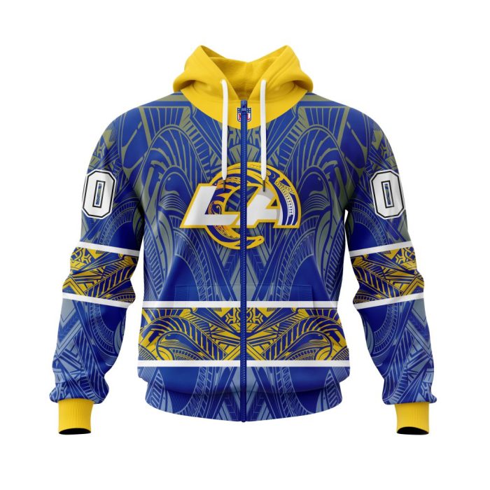 Personalized NFL Los Angeles Rams Specialized Native With Samoa Culture Unisex Zip Hoodie TZH0869