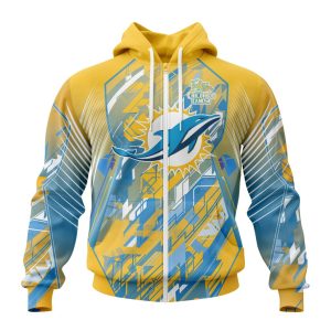 Personalized NFL Miami Dolphins Fearless Against Childhood Cancers Unisex Zip Hoodie TZH0873