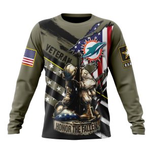 Personalized NFL Miami Dolphins Honor Veterans Kneeling Soldier Unisex Sweatshirt SWS708