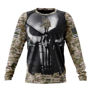 Personalized NFL Minnesota Vikings Punisher Skull Camo Veteran Kits Unisex Sweatshirt SWS729