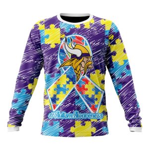 Personalized NFL Minnesota Vikings Puzzle Autism Awareness Unisex Sweatshirt SWS730