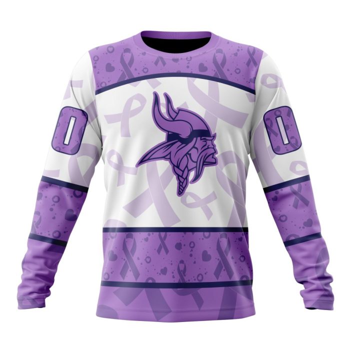 Personalized NFL Minnesota Vikings Special Lavender Fights Cancer Unisex Sweatshirt SWS734