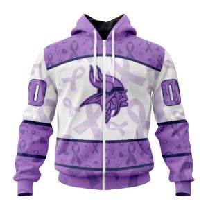 Personalized NFL Minnesota Vikings Special Lavender Fights Cancer Unisex Zip Hoodie TZH0903