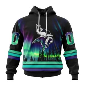 Personalized NFL Minnesota Vikings With Northern Lights Unisex Hoodie TH1605