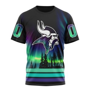 Personalized NFL Minnesota Vikings With Northern Lights Unisex Tshirt TS3459