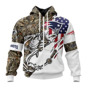 Personalized NFL New England Patriots Fishing With Flag Of The United States Unisex Zip Hoodie TZH0915