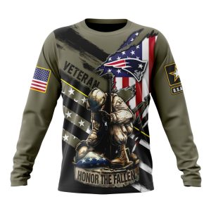 Personalized NFL New England Patriots Honor Veterans Kneeling Soldier Unisex Sweatshirt SWS749