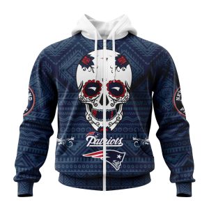 Personalized NFL New England Patriots Specialized Kits For Dia De Muertos Unisex Zip Hoodie TZH0928