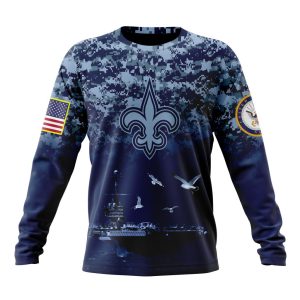 Personalized NFL New Orleans Saints Honor US Navy Veterans Unisex Sweatshirt SWS768