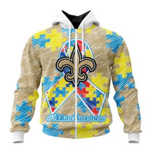 Personalized NFL New Orleans Saints Puzzle Autism Awareness Unisex Zip Hoodie TZH0940