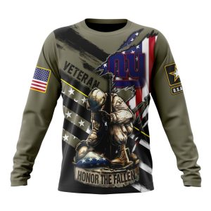 Personalized NFL New York Giants Honor Veterans Kneeling Soldier Unisex Sweatshirt SWS789