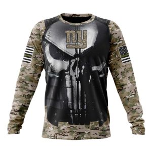 Personalized NFL New York Giants Punisher Skull Camo Veteran Kits Unisex Sweatshirt SWS790