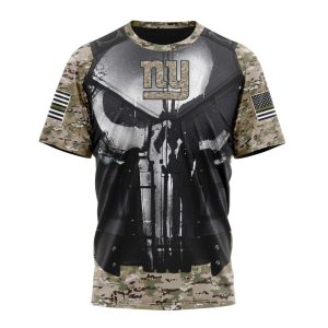 Personalized NFL New York Giants Punisher Skull Camo Veteran Kits Unisex Tshirt TS3507