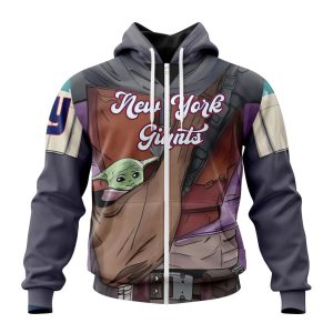 Personalized NFL New York Giants Specialized Mandalorian And Baby Yoda Unisex Zip Hoodie TZH0969