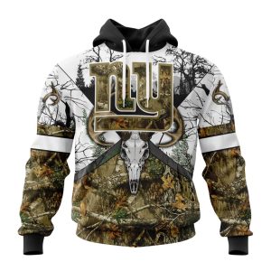 Personalized NFL New York Giants With Deer Skull And Forest Pattern For Go Hunting Unisex Hoodie TH1665