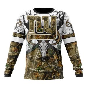 Personalized NFL New York Giants With Deer Skull And Forest Pattern For Go Hunting Unisex Sweatshirt SWS802