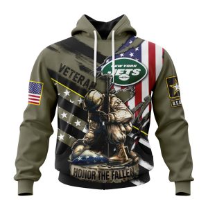 Personalized NFL New York Jets Honor Veterans Kneeling Soldier Unisex Hoodie TH1672