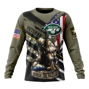 Personalized NFL New York Jets Honor Veterans Kneeling Soldier Unisex Sweatshirt SWS809