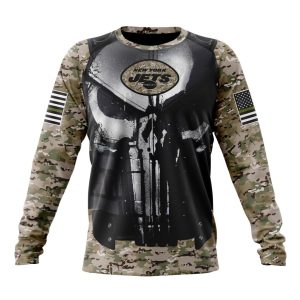 Personalized NFL New York Jets Punisher Skull Camo Veteran Kits Unisex Sweatshirt SWS810