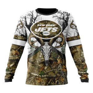 Personalized NFL New York Jets With Deer Skull And Forest Pattern For Go Hunting Unisex Sweatshirt SWS822