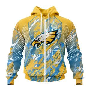 Personalized NFL Philadelphia Eagles Fearless Against Childhood Cancers Unisex Zip Hoodie TZH0994