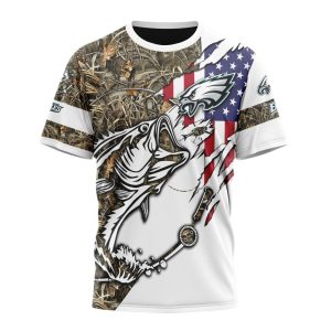 Personalized NFL Philadelphia Eagles Fishing With Flag Of The United States Unisex Tshirt TS3543