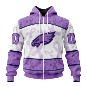 Personalized NFL Philadelphia Eagles Special Lavender Fights Cancer Unisex Zip Hoodie TZH1004