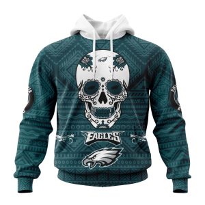 Personalized NFL Philadelphia Eagles Specialized Kits For Dia De Muertos Unisex Hoodie TH1702