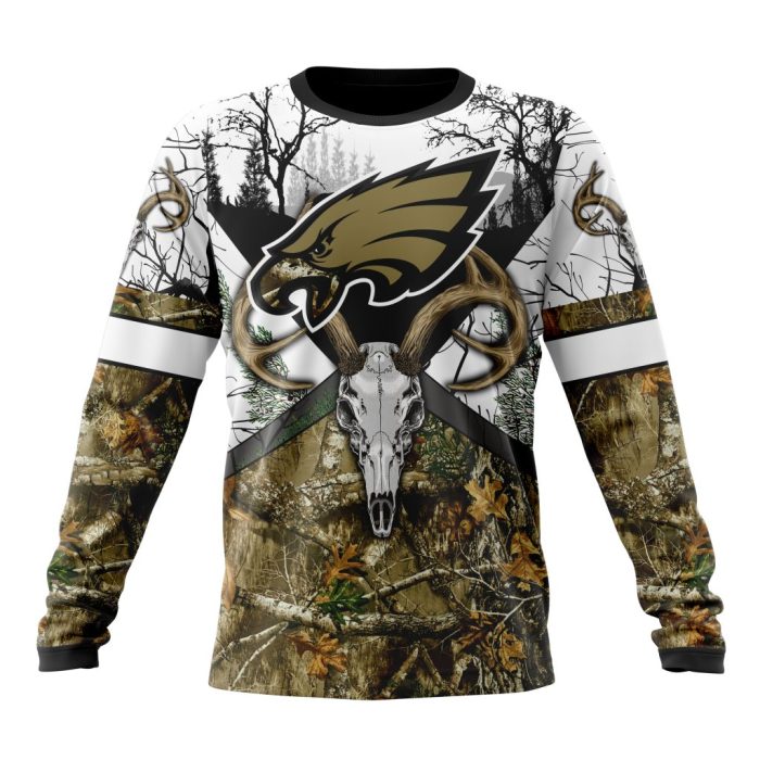Personalized NFL Philadelphia Eagles With Deer Skull And Forest Pattern For Go Hunting Unisex Sweatshirt SWS842