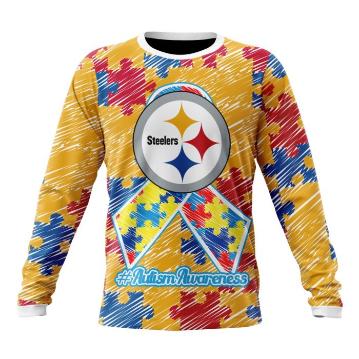 Personalized NFL Pittsburgh Steelers Puzzle Autism Awareness Unisex Sweatshirt SWS851