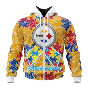 Personalized NFL Pittsburgh Steelers Puzzle Autism Awareness Unisex Zip Hoodie TZH1020