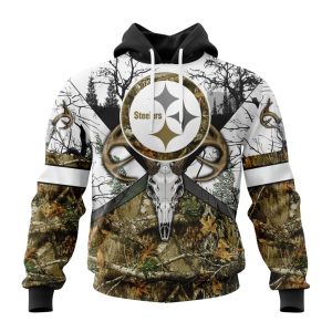 Personalized NFL Pittsburgh Steelers With Deer Skull And Forest Pattern For Go Hunting Unisex Hoodie TH1725
