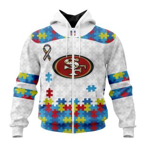 Personalized NFL San Francisco 49ers Autism Awareness Design Unisex Hoodie TZH1032