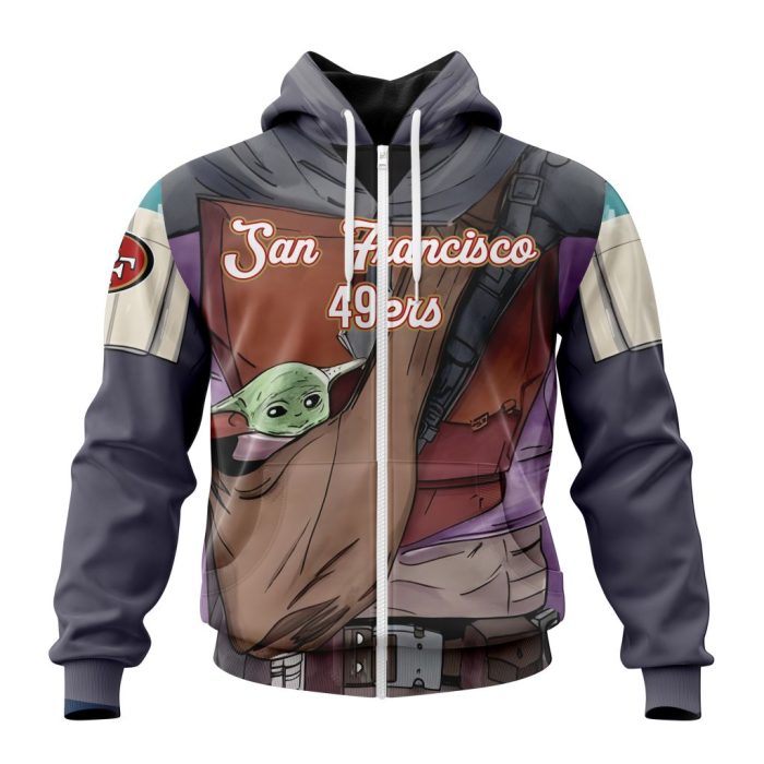 Personalized NFL San Francisco 49ers Specialized Mandalorian And Baby Yoda Unisex Zip Hoodie TZH1049