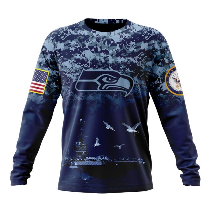 Personalized NFL Seattle Seahawks Honor US Navy Veterans Unisex Sweatshirt SWS888