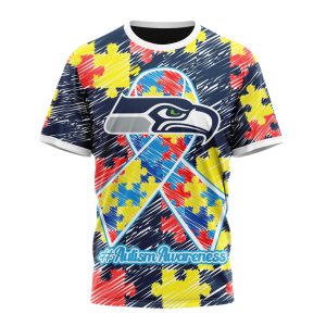 Personalized NFL Seattle Seahawks Puzzle Autism Awareness Unisex Tshirt TS3608