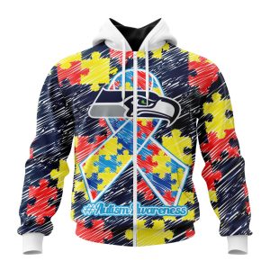 Personalized NFL Seattle Seahawks Puzzle Autism Awareness Unisex Zip Hoodie TZH1060