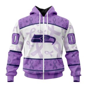 Personalized NFL Seattle Seahawks Special Lavender Fights Cancer Unisex Zip Hoodie TZH1063