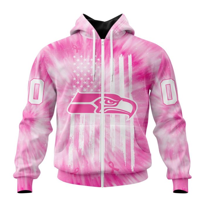 Personalized NFL Seattle Seahawks Special Pink Tie-Dye Unisex Zip Hoodie TZH1065
