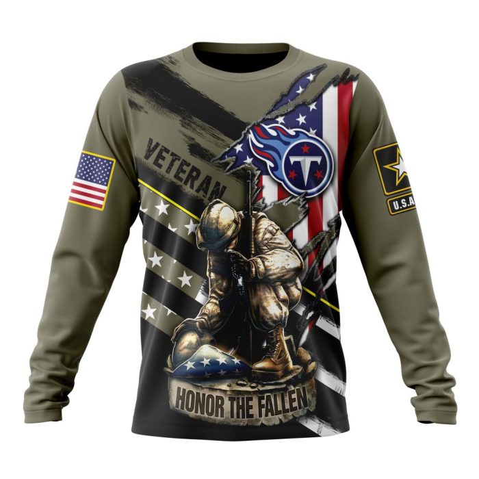 Personalized NFL Tennessee Titans Honor Veterans Kneeling Soldier Unisex Sweatshirt SWS928
