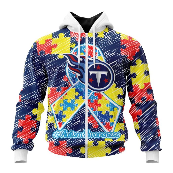 Personalized NFL Tennessee Titans Puzzle Autism Awareness Unisex Zip Hoodie TZH1099