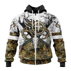 Personalized NFL Tennessee Titans With Deer Skull And Forest Pattern For Go Hunting Unisex Zip Hoodie TZH1110