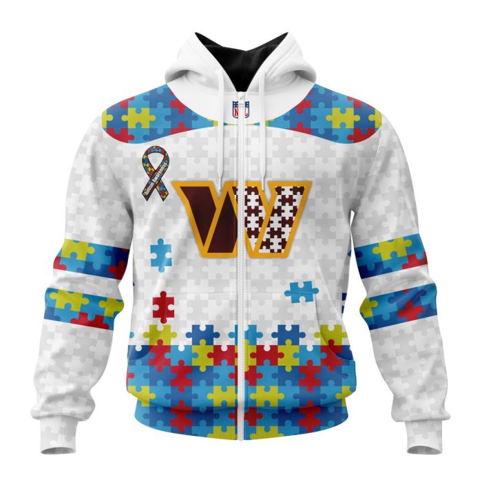 Personalized NFL Washington Commanders Autism Awareness Design Unisex Hoodie TZH1111