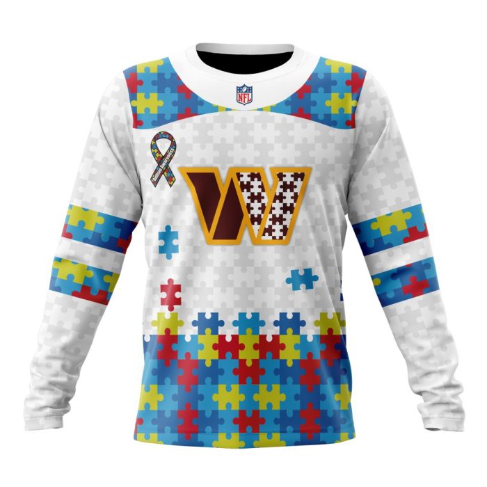 Personalized NFL Washington Commanders Autism Awareness Design Unisex Sweatshirt SWS942