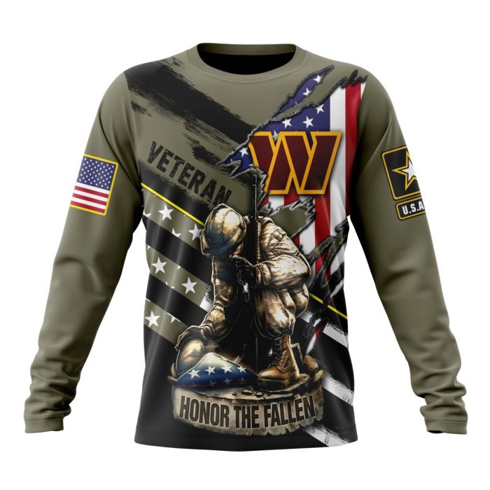 Personalized NFL Washington Commanders Honor Veterans Kneeling Soldier Unisex Sweatshirt SWS947