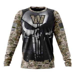 Personalized NFL Washington Commanders Punisher Skull Camo Veteran Kits Unisex Sweatshirt SWS948
