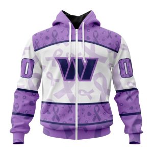 Personalized NFL Washington Commanders Special Lavender Fights Cancer Unisex Zip Hoodie TZH1122