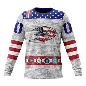 Personalized NHL Anaheim Ducks Armed Forces Appreciation Unisex Sweatshirt SWS1860